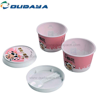 Taza de plástico para helado, vaso pequeño con tapa y cuchara