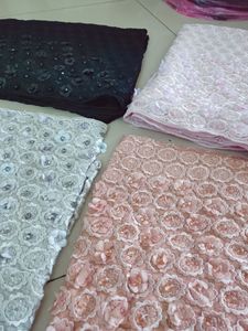 Voile islamique brodé floral 2025 - Foulard rectangulaire en dentelle et mousseline, fait main par des artisans - Product Image 5