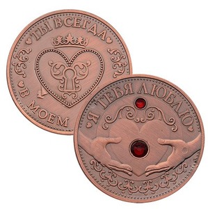 Ruso para amor con incrustaciones de piedras preciosas, moneda de bronce rojo, medalla conmemorativa impresa UV y Moneda de confesión, regalo para novia - Product Image 6