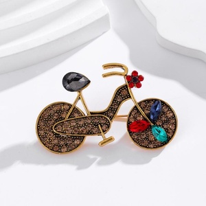 Broche de vélo en strass motif floral, épinglette de blazer, accessoire de mode pour manteau et écharpe, cadeau, vente en gros et au détail, boutique - Product Image 4