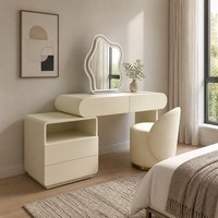 Ensemble de coiffeuse avec miroir LED, 3 modes d'éclairage, blanc crème, table de maquillage avec tiroirs à fermeture douce, MDF E1, décoration de chambre à coucher
