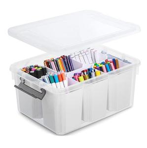 Plastic Storage <b>Bins</b> with 6 Detachable Inserts Clear Storage Box with Lids Multipurpose Stackable Storage <b>Bins</b> for Organizing to - Product Image 1