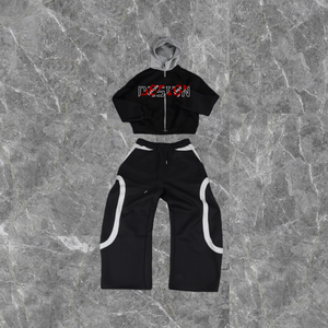 Conjunto Deportivo de Pantalones y Sudadera con Capucha Extra Grande de Dos Tonos Vintage Personalizada de Alta Calidad para Hombre - Product Image 1