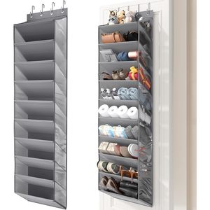 Over The Door <b>Shoe</b> Organizer 10 Tier Hanging Grey Oxford Fabric With Clear Pockets For <b>Shoes</b> Handbags Closet <b>Storage</b> - Product Image 1