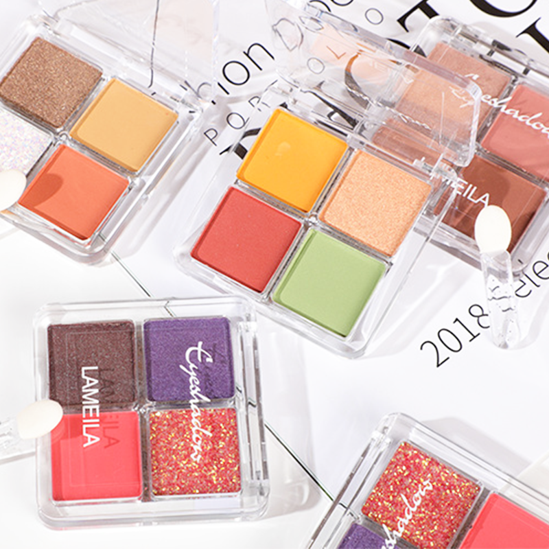 Цена по прейскуранту завода, оптом, 4 вида цветов косметическая Долгое веганских материалов матовый блеск пигмент коричневый тени для век Палитра теней для макияжа