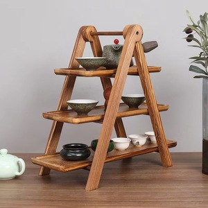 Plateau à plusieurs niveaux en bois, plat de service en bois massif, plat de service pour restaurant/restaurant de fondue, assiette à dessert pour pique-nique/fête. - Product Image 1