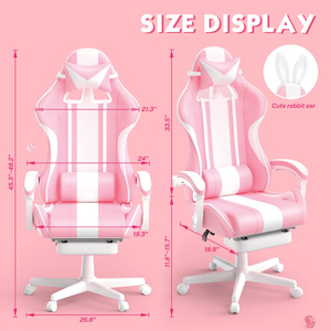 Silla <span class=keywords><strong>Gamer</strong></span> Rosa Reclinable con Reposapiés, Silla de Oficina <span class=keywords><strong>para</strong></span> Juegos con Masaje, Linda Silla de <span class=keywords><strong>Escritorio</strong></span> <span class=keywords><strong>para</strong></span> Chicas - Product Image 2