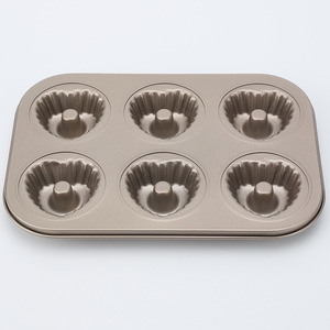 Heart Shaped Donut Mold 4 Cavity Non Stick Baking Tray Champagne Color For Home Oven Use - Product Image 2