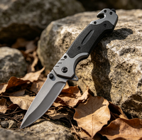 Couteau pliant EDC de camping en acier inoxydable 3cr13 avec revêtement noir, manche en G10 et brise-vitre