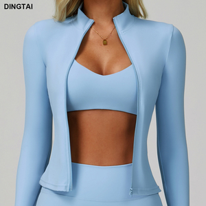 Dingtai <span class=keywords><strong>Veste</strong></span> de <span class=keywords><strong>Sport</strong></span> Haute Élastique pour Femmes, Top de Fitness Respirant, Extensible Quadridirectionnel, Nouveau Design Sexy, <span class=keywords><strong>Taille</strong></span> Plus XL, Haut Solide Personnalisé - Product Image 1