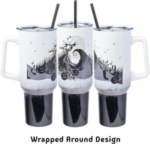 Gobelet isotherme en acier inoxydable à double paroi Silver Buffalo Disney Nightmare Before Christmas <span class=keywords><strong>Tim</strong></span> <span class=keywords><strong>Burton</strong></span> Jack Skellington Hill Moon avec poignée - Product Image 4