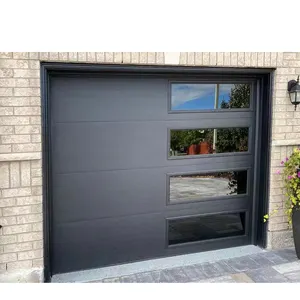 Секционная гаражная дверь с окном, промышленная полиуретановая панель управления пружиной для установки Гаражных Дверей