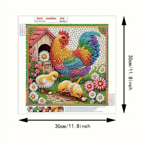 Haute qualité 30x30cm bricolage <span class=keywords><strong>coq</strong></span> diamant <span class=keywords><strong>peinture</strong></span> spéciale en forme 5D acrylique créatif Animal diamant <span class=keywords><strong>peinture</strong></span> pour la décoration de la maison - Product Image 2