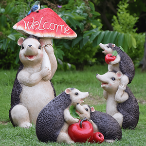 Açık Hava Çevre Dostu Reçine Simülasyon Kirpi Heykeli El Yapımı Sevimli Hayvan Heykeli Bahçe Dekorasyonu - Product Image 3
