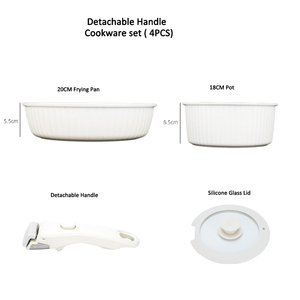 Bộ nồi chảo gốm sứ 4 món chống dính, dùng được trên bếp từ, dành cho nấu ăn tại nhà - Product Image 6