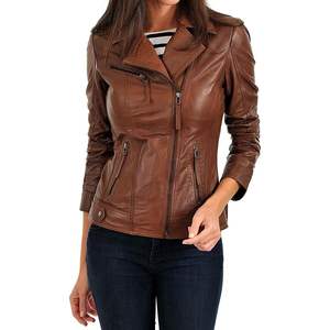 Veste en cuir d'agneau véritable pour femme Valentino, style motard, manches longues, coupe classique, rouge, taille 2XL - Product Image 2