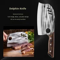 Couteau en acier inoxydable forgé avec manche en bois, ensemble de deux pièces pour couper la viande, les légumes, hacher les os