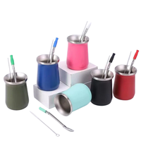 Tasse à Yerba Maté en Acier Inoxydable 160ml, Gourde Mate Isotherme Sous Vide avec Paille Filtrante pour la Consommation de Thé Sud-Américain