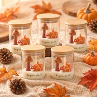 Bougie parfumée artisanale en forme de citrouille et de champignon, décoration d'intérieur originale, en verre avec couvercle