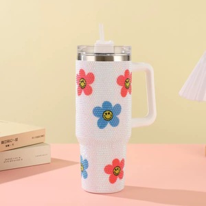 Stainless Steel Tumbler With Glitter Design Cartoon Pattern Vacuum Flask With Straw For Travel - Product Image 4