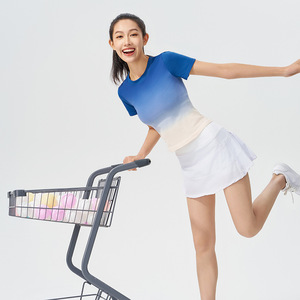 2024, camisetas cortas transpirables para gimnasio y Fitness para <span class=keywords><strong>mujer</strong></span>, camisetas de manga corta, camisetas de Yoga con gradiente para entrenamiento informal al aire libre, ropa deportiva - Product Image 2