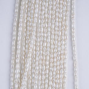 Collier de perles d'eau douce naturelles de Zhuji, 1,5-2 mm, petites perles de riz, forme de riz blanc, chaîne semi-finie pour la fabrication de bijoux en gros - Product Image 2