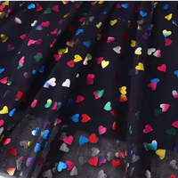 Robe en tulle à imprimé licorne marine pour filles, manches courtes, jupe tutu en maille colorée avec cœurs, tenue décontractée de princesse pour enfants, idéale pour les anniversaires