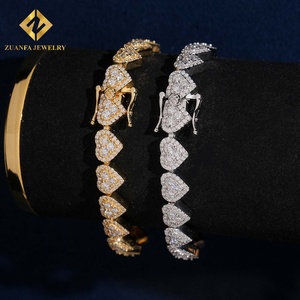 Hot Sale Luxury Heart Shape Tennis <b>Chain</b> Jewelry Set 925 Silver Moissanite <b>Iced</b> <b>Out</b> Hip Hop Unisex Jewelry - Product Image 5
