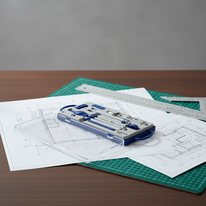 Set Kompas Logam Aluminium Alloy Profesional 7 Buah <span class=keywords><strong>Geometry</strong></span> EMDA dengan Kompas Biru Perak untuk Perlengkapan Sekolah dan Kantor - Product Image 3