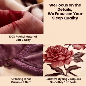 Korean Style Double Size Blanket Warm <strong>Knitted</strong> Soft Fleece <strong>Throw</strong> with Rose Print Adult Blanket for Bed Raschel Mink Blankets - Product Image 5
