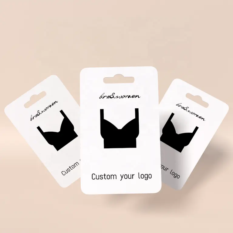 Manufacturers Garment Tag Certificate Coated Paper Hangtag Card Pvc Hanging Clothes Tag For Bra Underwear
