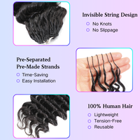 Extensions de cheveux humains au crochet à nœuds invisibles Miracle Knots Feather, bouclées birmanes, pré-bouclées pour tresses