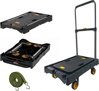Chariot à plateforme pliable, chariot à main robuste, chariot utilitaire à plateau plat, chariot à bagages, chariot compact entièrement pliable, rangement facile