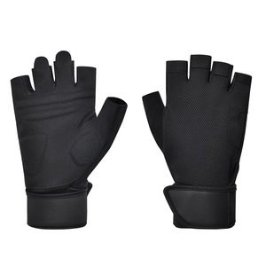 Gants de fitness demi-doigts noirs antidérapants résistants à l'usure pour l'entraînement, le cyclisme, la randonnée, la conduite et les sports - Product Image 1