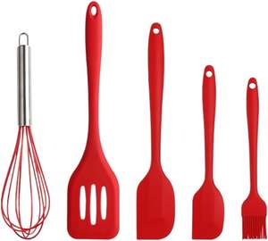 Wholesale 5pcs Heat Resistant Silicone Spatula Set Non Stick Large and <b>Small</b> Spatulas Whisk Basting Brush for Kitchen Use - Product Image 1