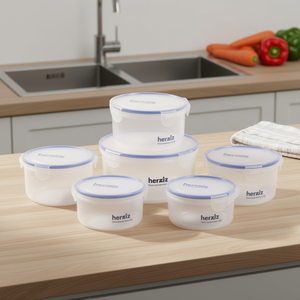 Juego de 5 Recipientes Redondos Herméticos de Plástico para Almacenamiento de Alimentos Myrva, Tapas con Clip, Apilables, para Preservar la Frescura en la Cocina - Product Image 2