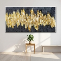 Peinture à l'huile 3D moderne à texture épaisse, peinte à la main, avec feuille d'or noir, abstraite, taille personnalisable, art mural sur toile, design sur mesure pour