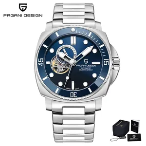 PAGANI DESIGN 43MM Men Mechanical Watch 200M Diving Sapphire Glass Automatic Watches NH39 Stainless Steel Watch Men