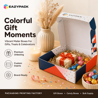 Boîtes cadeaux en carton ondulé écologiques personnalisées à motifs géométriques, blocs de couleur mosaïques, pour vêtements et cadeaux – Vente en gros
