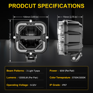 Faro Ausiliario Spot <span class=keywords><strong>LED</strong></span> LOYO da 65W Luce Bicolore Cubo per Paraurti con Fascio Spot per Camion Fuoristrada 4x4 Luce da Lavoro a <span class=keywords><strong>LED</strong></span> di Retromarcia - Product Image 2