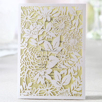 Folleto elegante del Programa de invitación de boda con cubierta cortada con láser y cinta tarjetas de invitación de cumpleaños tarjetas de menú