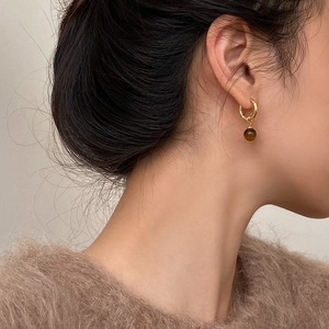 Pendientes Colgantes de Plata de Ley S925 con Piedra de Ojo de Tigre Estilo Meilad de Mediados de la Antigüedad, Asimétricos, con Forma de Corazón, Estilo Occidental - Product Image 2