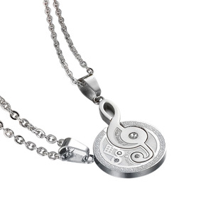 Collier avec pendentif en diamant Moon And Melody Love Notes, ensemble pour couple, cadeau pour femme, bijoux à porter au quotidien, à la mode - Product Image 5