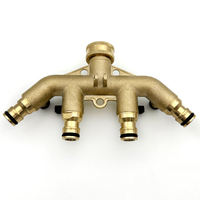 Distributeur de tuyau d'arrosage en laiton à 4 voies, durable, avec raccords rapides, connexion filetée, diamètre 3/4 po, norme européenne