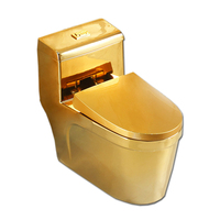 Équipement de Wc chinois Céramique Porcelaine Design élégant Toilette monobloc couleur or pour usage domestique