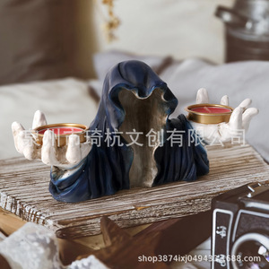 Ghost Shape Resin <b>Candlestick</b> Halloween Decoration Indoor Handmade Craft Gift - Product Image 5