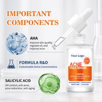 Sérum Visage Personnalisable Anti-Rides, Éclaircissant et Anti-Acné avec Acide Salicylique et AHA pour Peaux à Tendance Acnéique 30ml Liquide