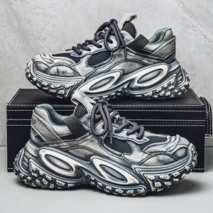 Chaussures décontractées tendance pour hommes, style européen, rétro, effet usé, semelle épaisse, nouveau modèle pour se montrer élégant, chaussures streetwear pour hommes - Product Image 3