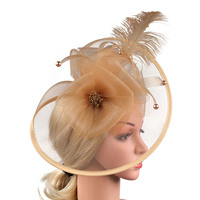Serre-tête polyvalent en maille faite à la main avec plumes, nœud et motif floral, accessoire de cheveux pour femme, perles, idéal pour les fêtes - Bestseller transfrontalier