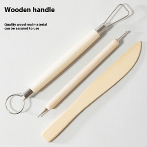 Kit d'outils <span class=keywords><strong>de</strong></span> sculpture avec manche en bois, lot <span class=keywords><strong>de</strong></span> 25 pièces, poterie céramique et argile, outils <span class=keywords><strong>de</strong></span> modelage pour fournitures d'art - Product Image 5